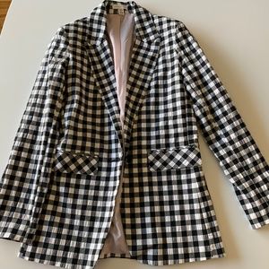 Topshop Checked Black & White Blazer